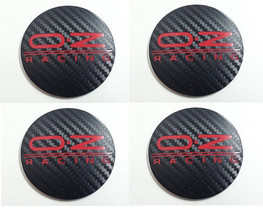 Set of 4 - car wheel center cap stickers - OZ RACING Domed Black&amp;Red Carbon - £21.95 GBP