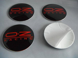 Set of 4 - car wheel center cap stickers - OZ RACING Domed Black&amp;Red - £17.64 GBP