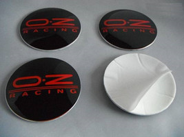 Set of 4 - car wheel center cap stickers - OZ RACING Domed Black&amp;Red - £16.90 GBP