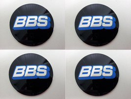 Set of 4 - car wheel center cap stickers - BBS Domed Black, White &amp; Blue - $22.50