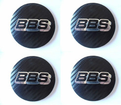 Set of 4 - car wheel center cap stickers - BBS Domed Carbon&amp;Chrome - $525.58 MXN