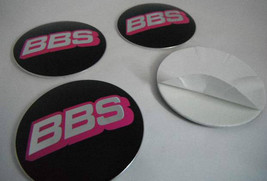 Set of 4 - car wheel center cap stickers - BBS Domed Black, White &amp; Pink - £17.98 GBP