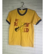 Vintage Hot Rockin Dad Guitar 1985 Ringer Tee T-Shirt Mens Size M Runs S... - £40.95 GBP