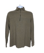 Van Heusen Men&#39;s 1/4 Zip Pull Over Sweater Size Large Olive Green Stripe... - £23.23 GBP