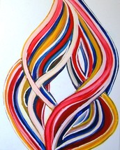 Abstract painting Ribbons of Love Multicolor pop blue pink red yellow yupo SALE  - £156.50 GBP