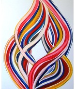 Abstract painting Ribbons of Love Multicolor pop blue pink red yellow yu... - $199.00