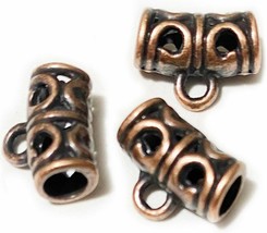 9 Pendant Bails Jewelry Hangers Antiqued Copper Hang Charms Set Tube - £2.83 GBP