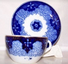 Flow Blue Persian Moss Sarreguemines Germany Cup W Saucer 1891 Utzschneider Cie - $52.38