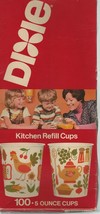 Vintage NOS 1976 Dixie 5 Oz Kitchen Refill Paper Cups 100 Count-Folk Art... - $14.99