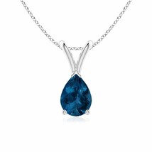 V-Bale Pear-Shaped London Blue Topaz Solitaire Pendant in Silver - £125.63 GBP