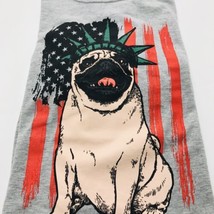 For The Love Of Paws Patriotic Pug Dog Gray Graphic T Shirt Medium - £15.87 GBP