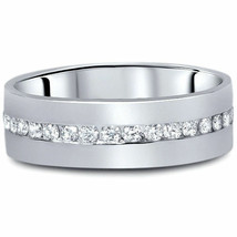 1 1/10ct Diamond Mens Eternity Wedding Ring 8mm 14K White Gold - £853.47 GBP