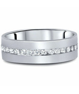 1 1/10ct Diamond Mens Eternity Wedding Ring 8mm 14K White Gold - £862.98 GBP
