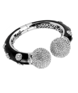 Clear Crystal Rhodium Brass Bangle, High-Quality Top Grade Jewelry, Adju... - $64.99