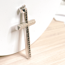Unisex Sterling Silver Cross Pendant Rhodium White Gold Finish, Confirmation Gif - £30.95 GBP