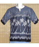 Bali Batik Dewa-Dewi Collections Hawaiian Pullover Gray Black Med - $17.95