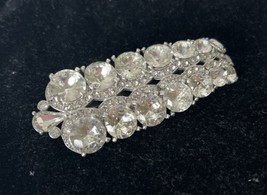 Stunning CAbi Silver Tone Clip And Pin. Large Clear Rhinestones EUC - £22.34 GBP