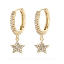 SIPENGJEL Fashion Shiny Zircon Huggie Hoop Earrings Classic Geometric Moon And S - £7.06 GBP