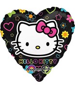 Hello Kitty Tween Neon Foil Mylar Heart Shaped Balloon 1 Per Package New - $4.57 CAD