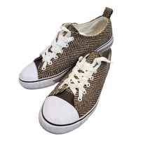 Twisted Womens Shoes Sneakers Size 9 Brown Tweed Fabric Cap Toe Skater Low Tops - £19.39 GBP