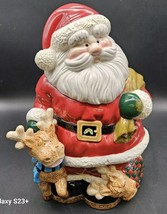 Classic Santa Reindeer Ceramic Cookie Jar Christmas Buchase 2001 - $24.02