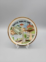 1962 Seattle World&#39;s Fair Mini Plate Gold Rimed Space Needle Glittering ... - £9.19 GBP