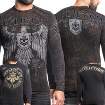 Affliction Disjointed A12548 Eagle Fleur Men Thermal Black Brown Reversi... - £43.31 GBP