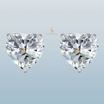 2.50TCW Heart Cut White Moissanite Stud Earrings 925 Sterling Silver Pro... - £187.93 GBP