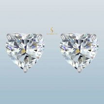 2.50TCW Heart Cut White Moissanite Stud Earrings 925 Sterling Silver Pro... - £188.00 GBP