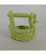 Ceramic Wishing Well Shaped Planter Round Light Green Handle Unbranded W... - £15.46 GBP