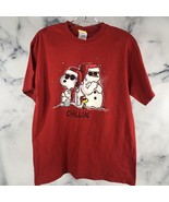 PEANUTS Snoopy Woodstock Snowman Chillin Size M T-shirt Tee Short Sleeve - $266.51 MXN