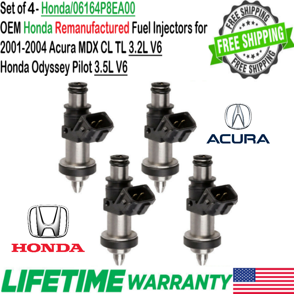 Genuine Set of 4 (4x) Fuel Injectors for 2002, 2003, 2004 Honda Odyssey