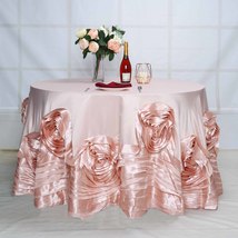 Blush - 132&quot; Tablecloth Large Rosette Round Lamour Satin Wedding Party - £93.64 GBP