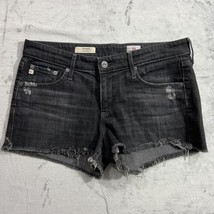 AG Adriano Goldschmied Cutoff Raw Hem Jean The Bonnie Relaxed Shorts Black 28 - £19.30 GBP