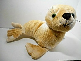 Plush Appeal Baby Seal Cub 12&quot; Cream Color Textured Skin Blue Eyes W TAGS - £16.35 GBP