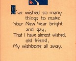 New Years Greetings Wishbone Wishes Poem 1915 DB Postcard Unused UNP - $4.90