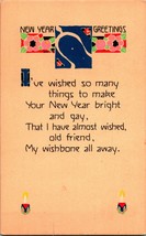 New Years Greetings Wishbone Wishes Poem 1915 DB Postcard Unused UNP - £3.85 GBP