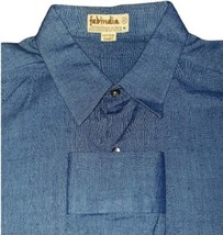 Fabindia Shirt Mens 42 Button Up Fitted Blue Shirt, Indian, Comfort Casu... - £14.76 GBP