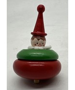 Vintage Hand Painted Wooden Christmas Elf Spin Top Toy 2.5 Inch - €9,38 EUR