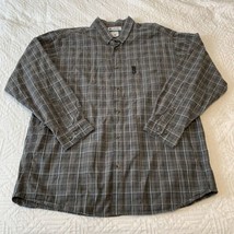 COLUMBIA shirt Mens XL Button Pocket Gray Black Plaid Cotton - $11.29