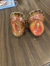 Vintage Turkey Gobble Thanksgiving Ceramic Pottery Salt &amp; Pepper Shakers - £7.61 GBP