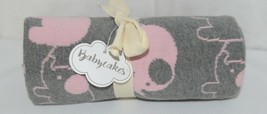 Babycakes 131309 Gray Pink Elephant Baby Blanket 100 percent Cotton 36 by 30 image 1