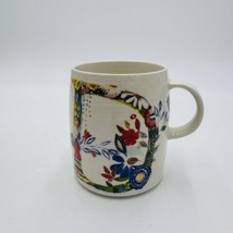 Anthropologie Starla Halfmann Monogram Letter D Floral Coffee Mug Ceramic - $22.50