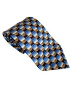 Lanvin Paris Vintage Blue Gold Art Deco Print Silk Tie - $71.35 CAD
