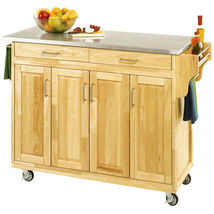 Stainless Steel Top Kitchen Island Cart with Casters - €795,97 EUR
