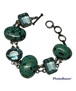 Vintage Sterling silver web turquoise bracelet with aqua Marine stone - $224.50 CAD