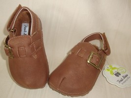 First Steps Brown Faux Leather Fur Sling Back Shoes Clogs Buckle BABY Size 5 NEW - £7.11 GBP