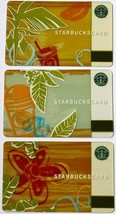 3 Starbucks Gift Card 2006 Summer Trio Banana - Frappuccino - Flower Set... - £23.58 GBP