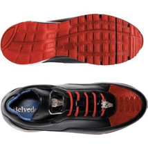 Belvedere Flash Sneaker Genuine Ostrich and Soft Italian Calf Black Red E01 image 2