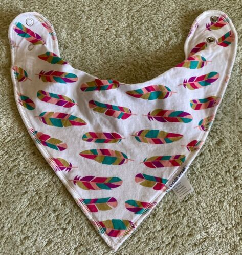 Cuddle Street Girls White Purple Pink Gold Feathers Baby Drool Bib Baby ... - $5.39